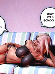 Busty teeny seduces her little brother into stretching her wet pink open